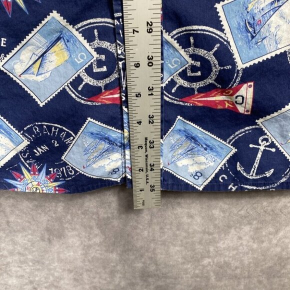 Chaps Ralph Lauren Button Down Shirt Mens 3XBIG Blue Postage Sail Boat Nautical - Picture 7 of 9